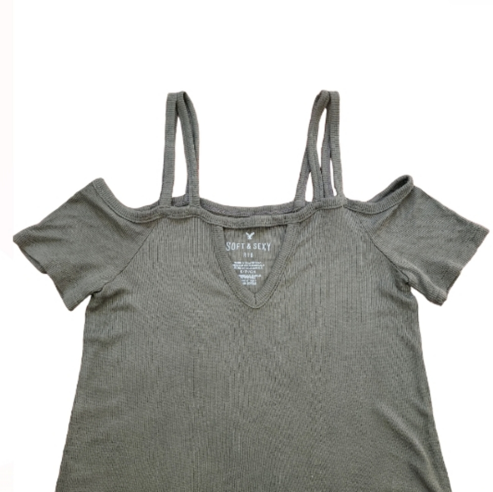 AMERICAN EAGLE SOFT & SEXY RIB OFF SHOULDER WITH STRAPS TOP SZ SMALL - Picture 3 of 4
